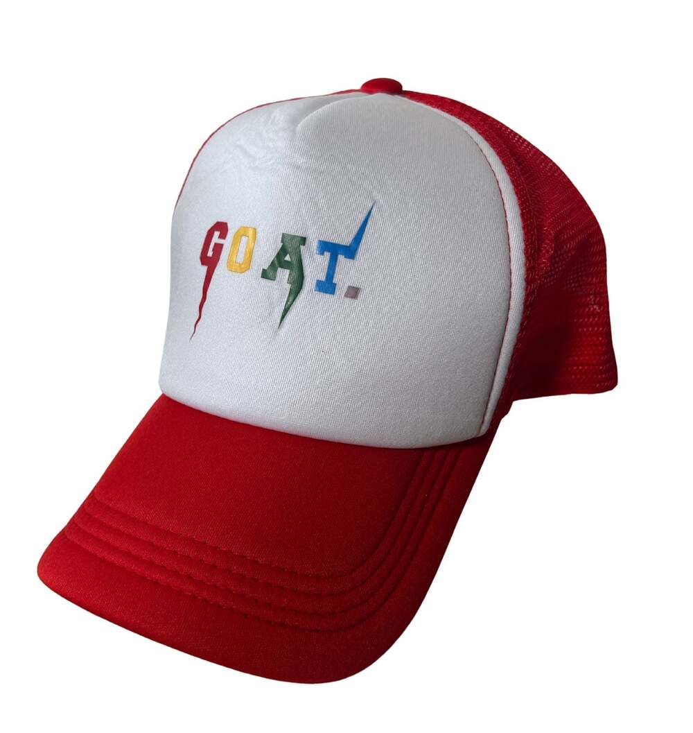 Red and White GOAT Mesh Trucker Hat